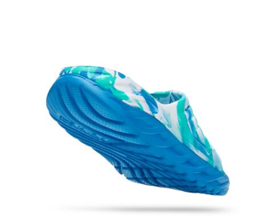Ora Recovery Slide Swirl Hoka Atlantis Blue Coral