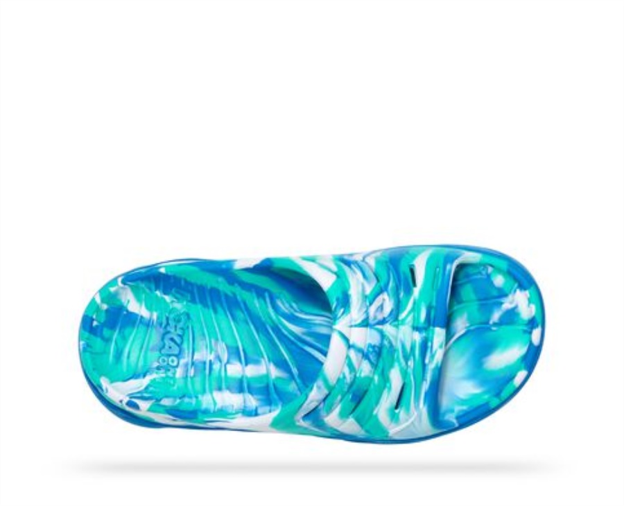 Ora Recovery Slide Swirl Hoka Atlantis Blue Coral