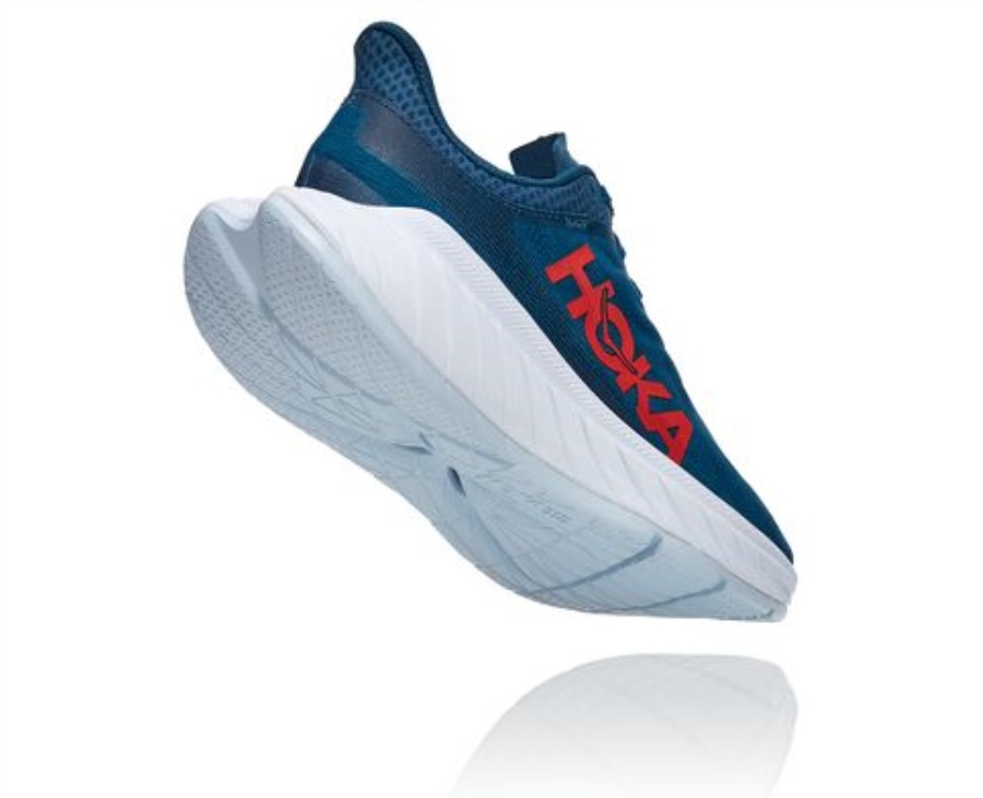 Carbon X 2 Hoka Moroccan Blue Hot Coral