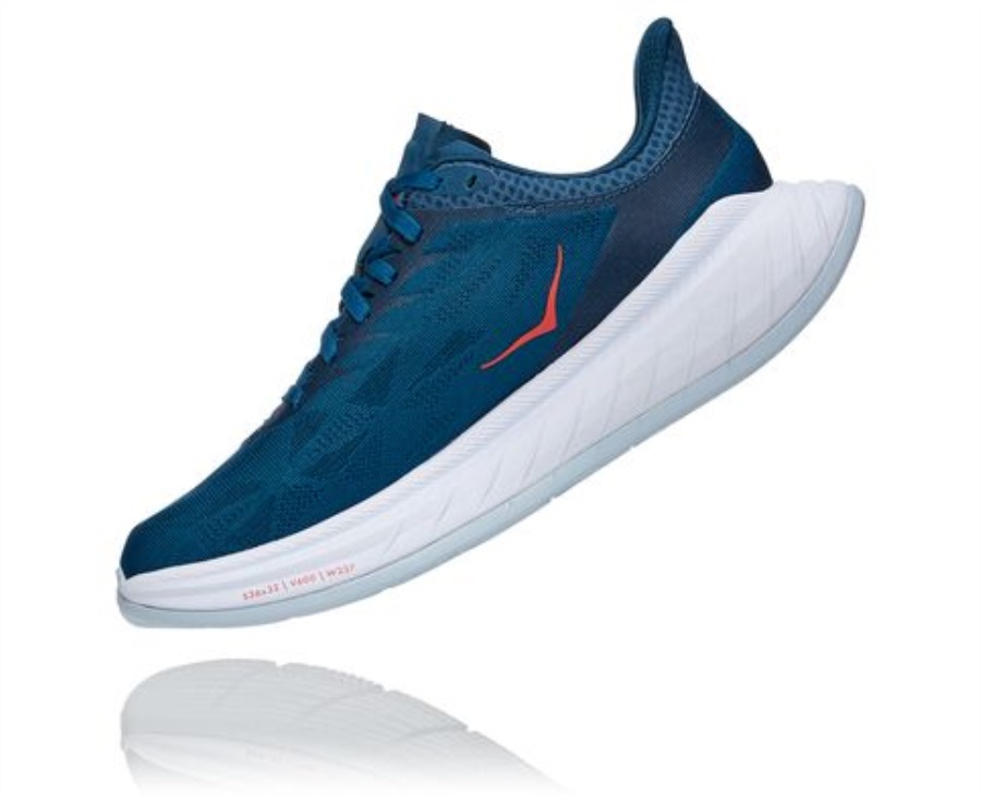 Carbon X 2 Hoka Moroccan Blue Hot Coral