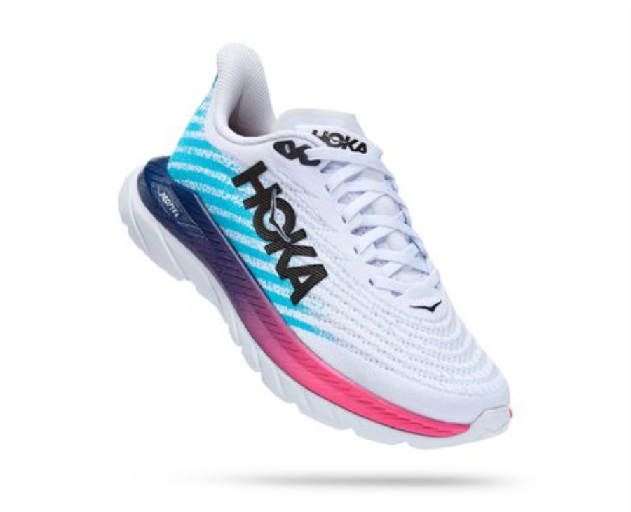 Hoka Mach 5 White Scuba Blue