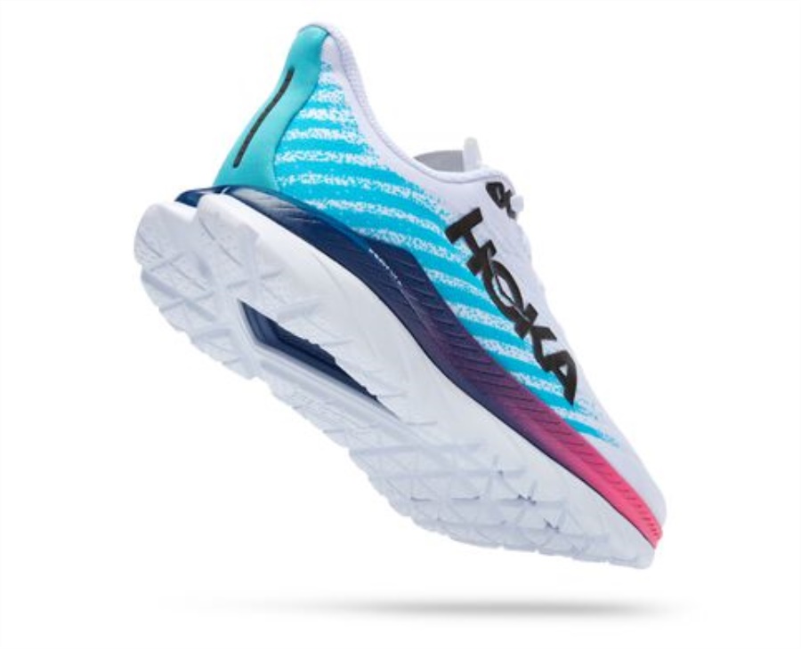 Hoka Mach 5 White Scuba Blue