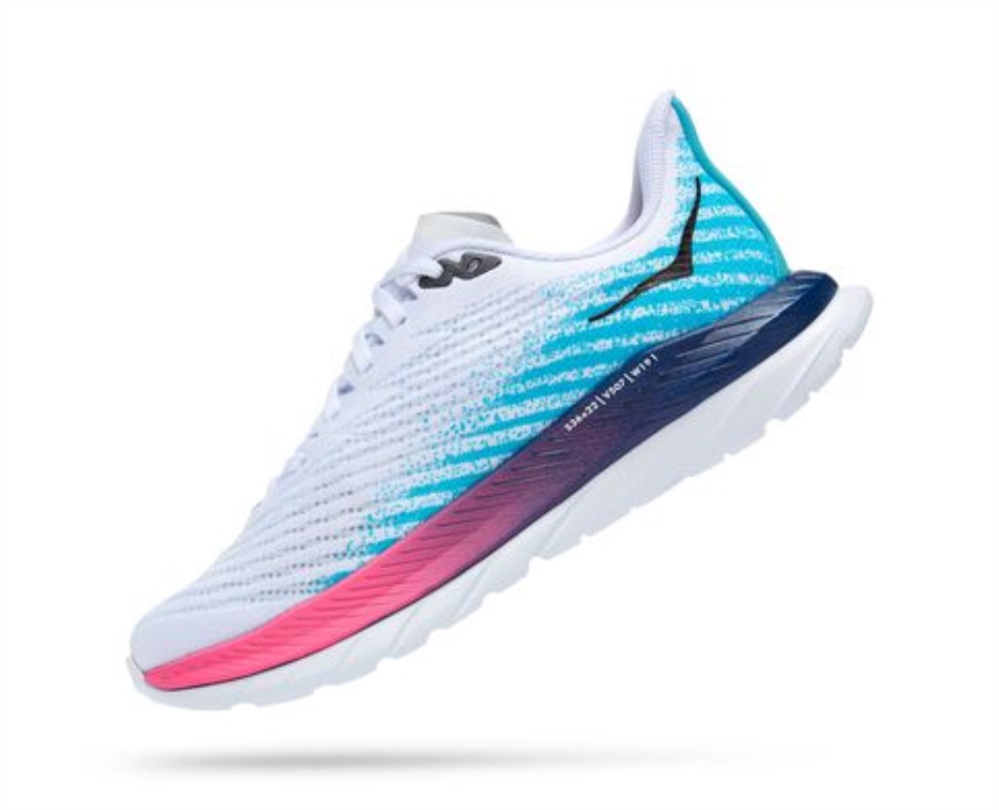 Hoka Mach 5 White Scuba Blue