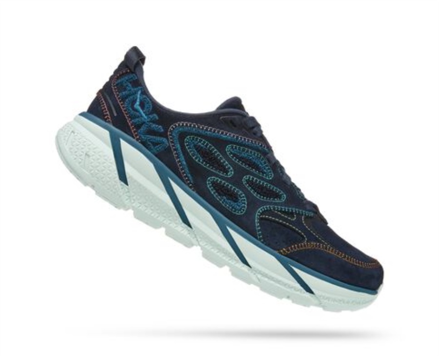Clifton L Embroidery Hoka Outer Space Blue Coral