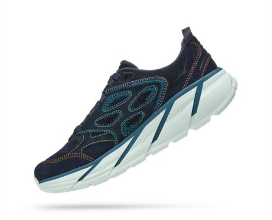 Clifton L Embroidery Hoka Outer Space Blue Coral