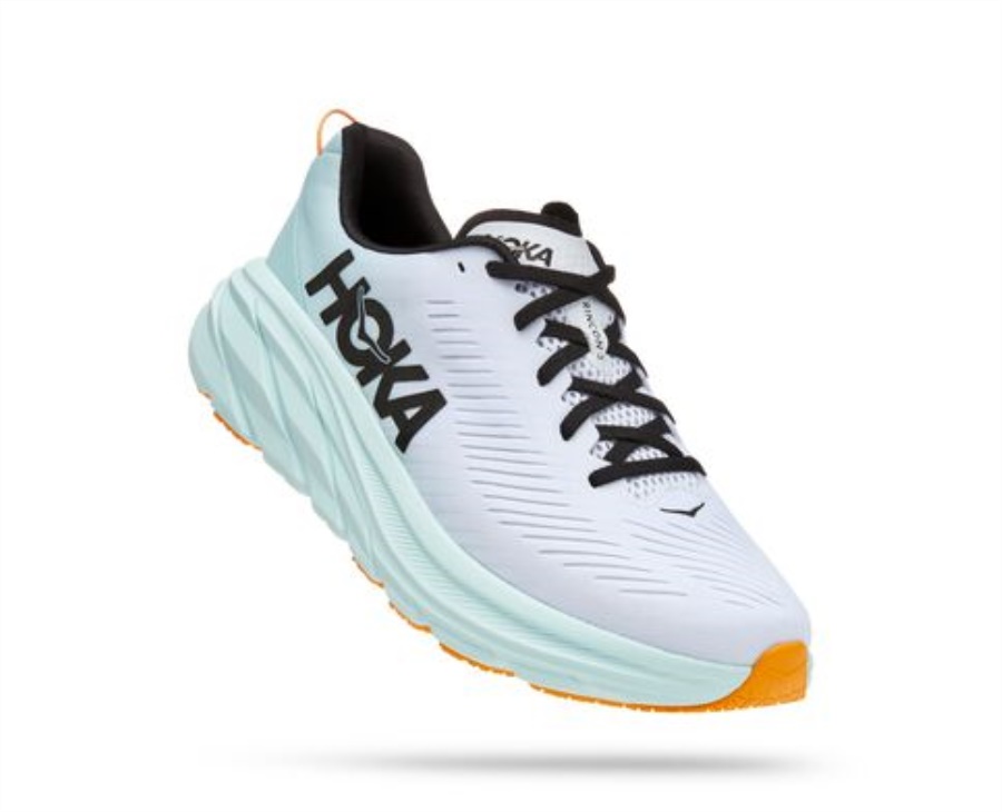 Rincon 3 Hoka White Blue Glass