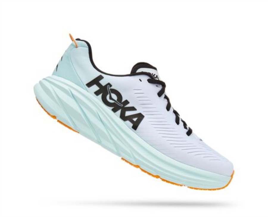 Rincon 3 Hoka White Blue Glass