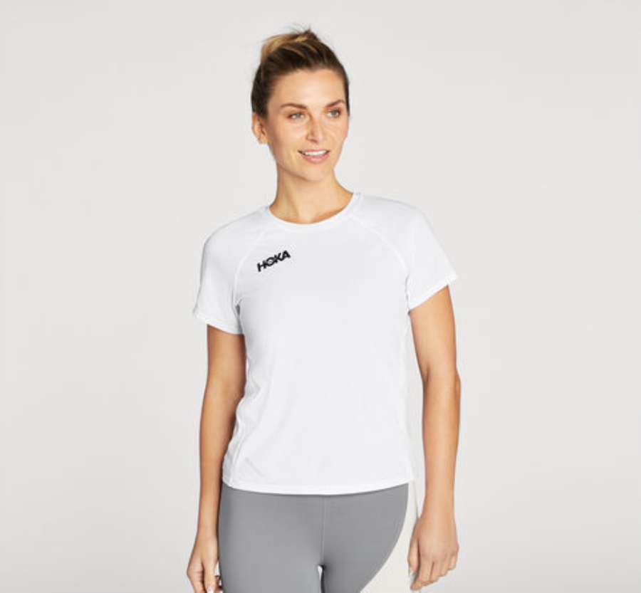 Hoka Glide Short Sleeve White
