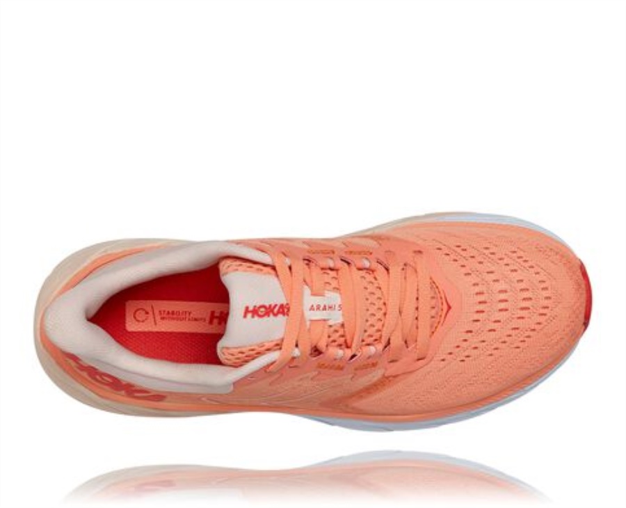 Hoka Arahi 5 Cantaloupe Silver Peony