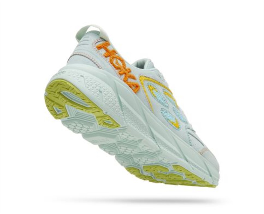 Hoka Clifton L Embroidery Blue Glass Radiant Yellow