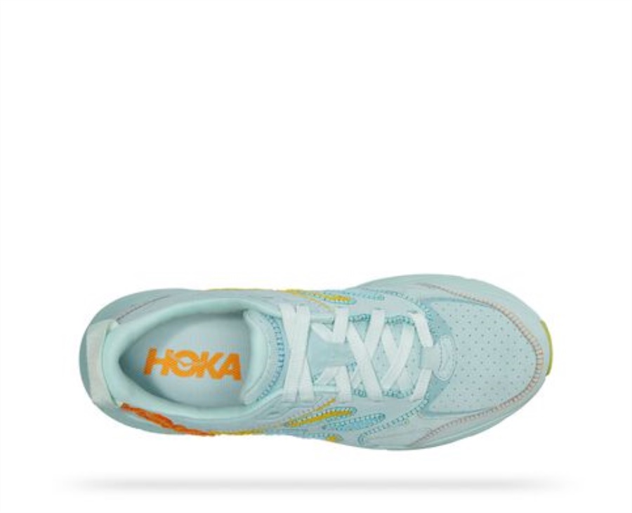 Hoka Clifton L Embroidery Blue Glass Radiant Yellow