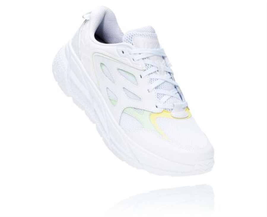 Clifton L Hoka White Green Ash