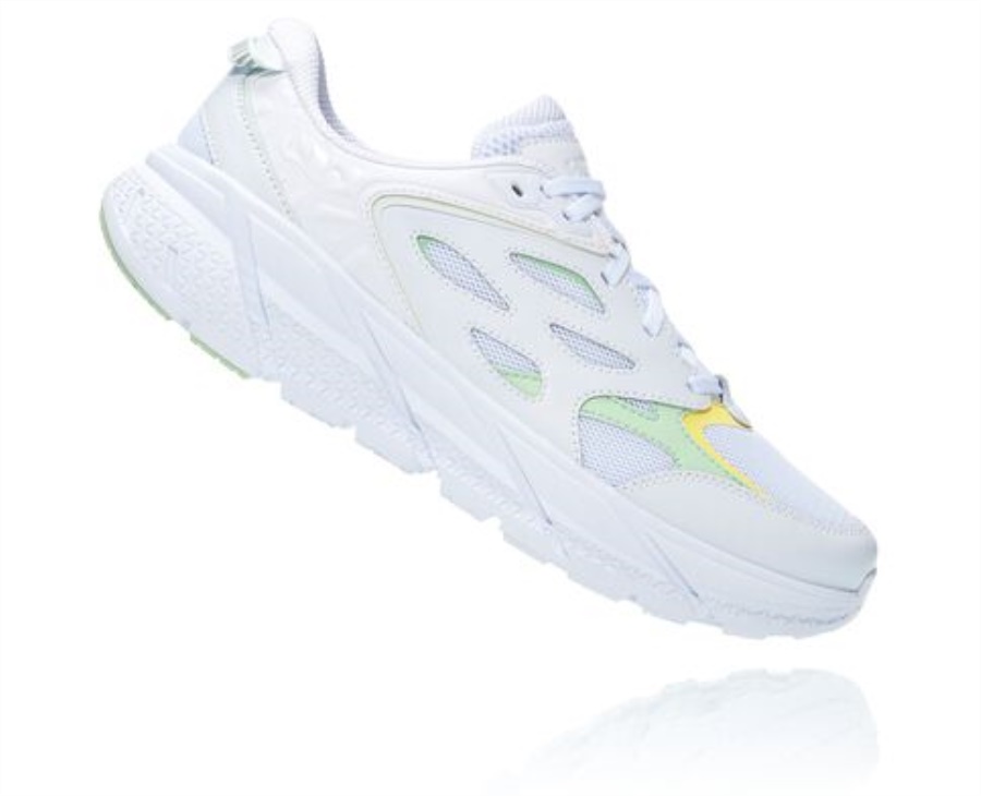 Clifton L Hoka White Green Ash