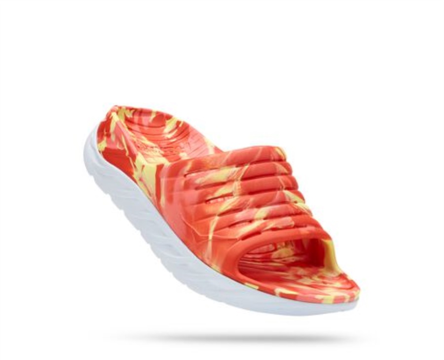 Hoka Ora Recovery Slide Swirl Yellow Pear Fiesta