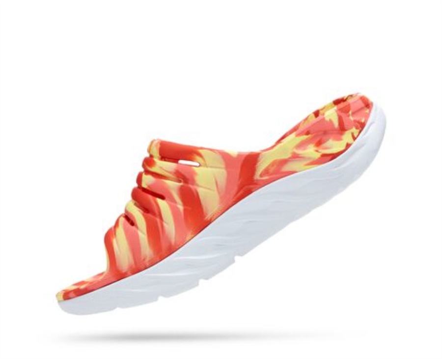 Hoka Ora Recovery Slide Swirl Yellow Pear Fiesta
