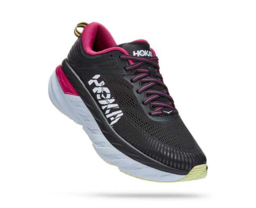 Hoka Bondi 7 Blue Graphite Festival Fuchsia