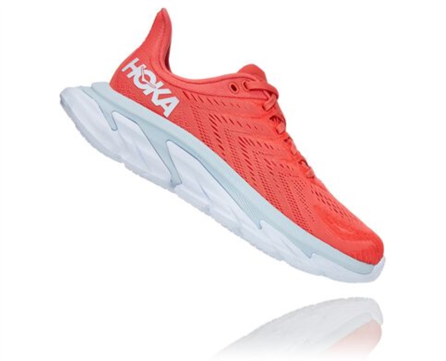 Clifton Edge Hoka Hot Coral White